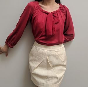 Kasper red tie-front top